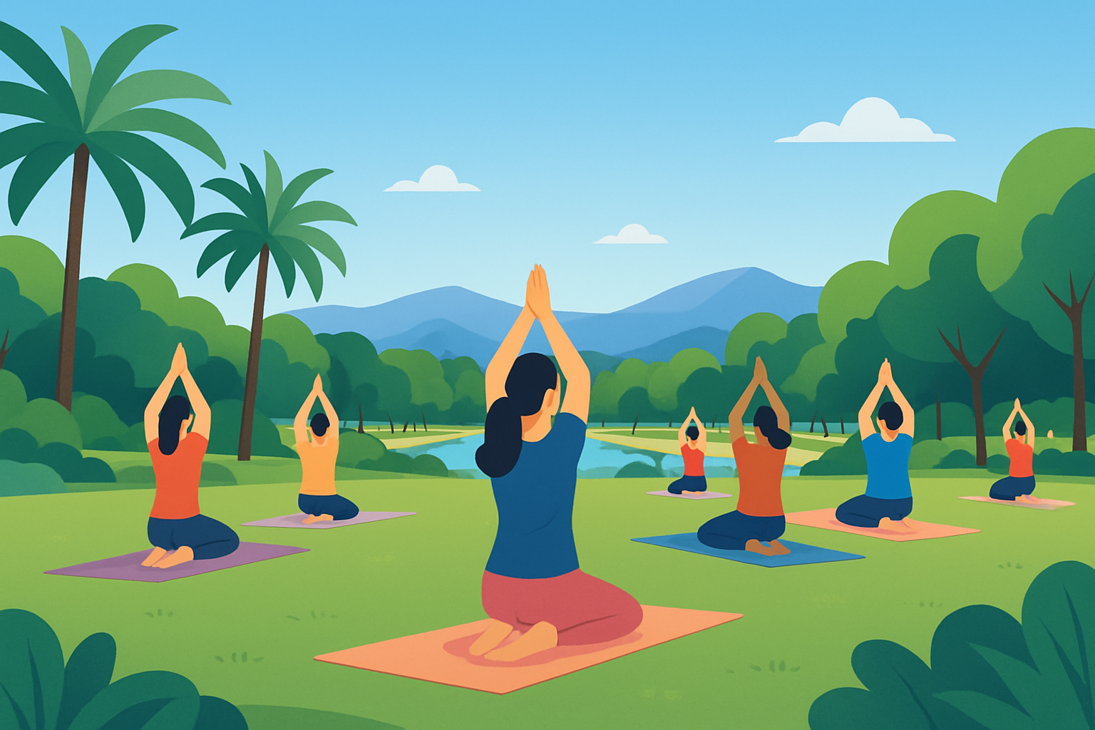 Pratique du yoga en plein air dans les Jardins du Turia, un moment de détente au cœur de Valence