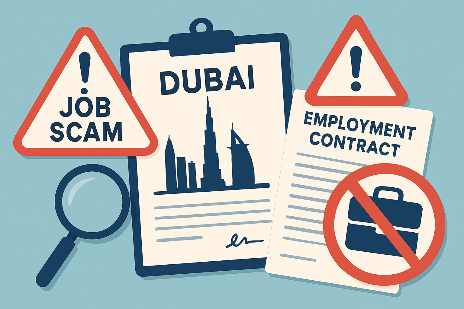 Illustration sur les erreurs fréquentes ou avertissements liés à l’emploi à Dubaï
