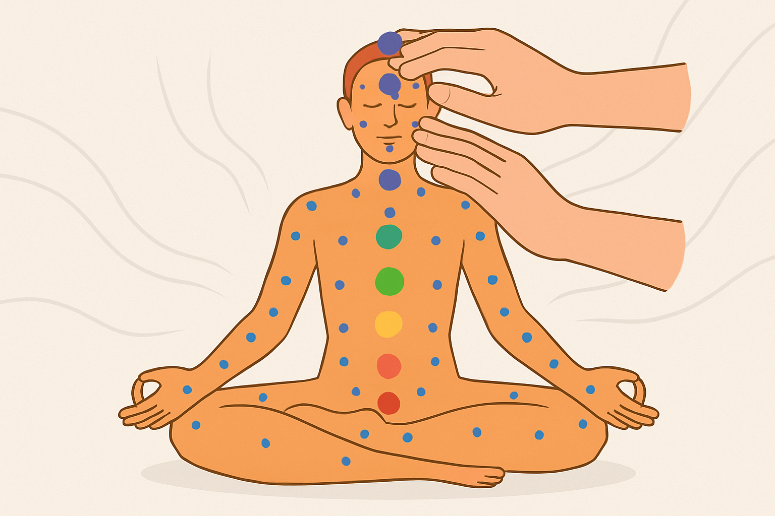 Carte des points marmas du corps humain avec démonstration des techniques de stimulation manuelle.
