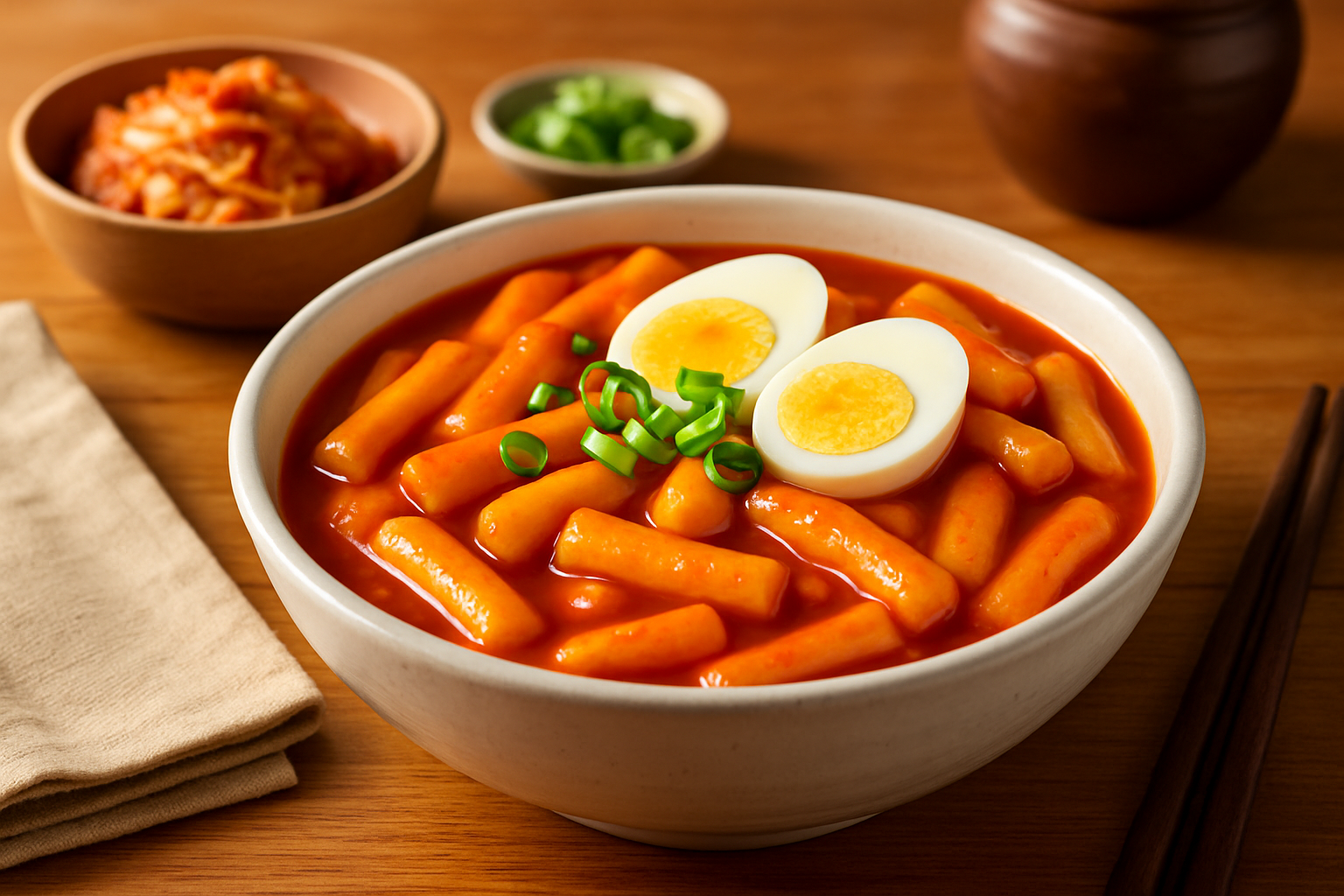 Plat de Tteokbokki épicé maison garni d