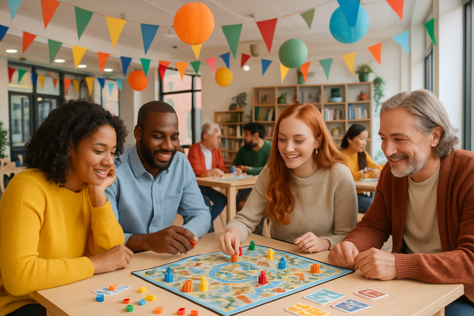 Participants enthousiastes jouant à des jeux de société lors d