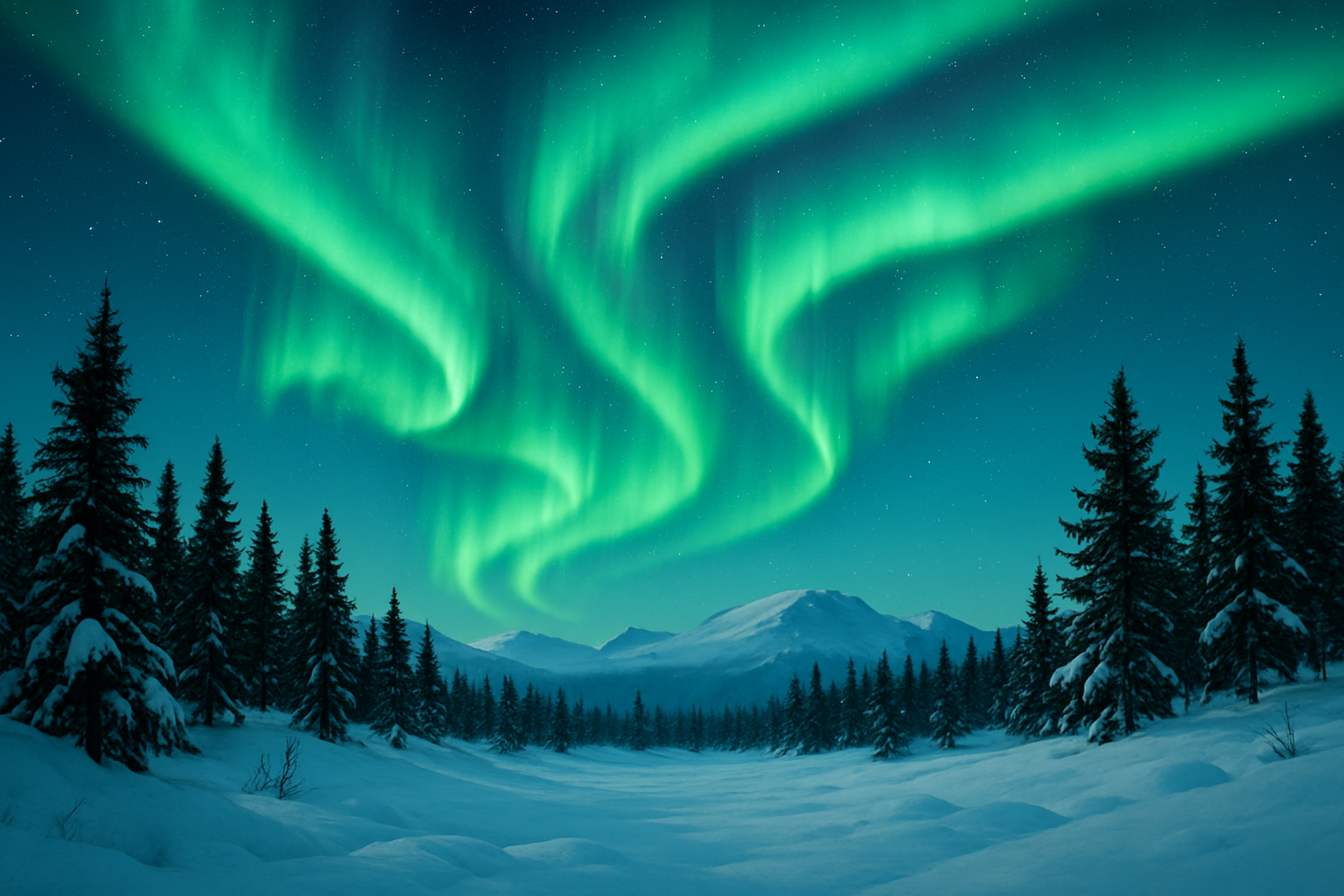 Photo spectaculaire d’une aurore boréale au-dessus d’un paysage suédois emblématique