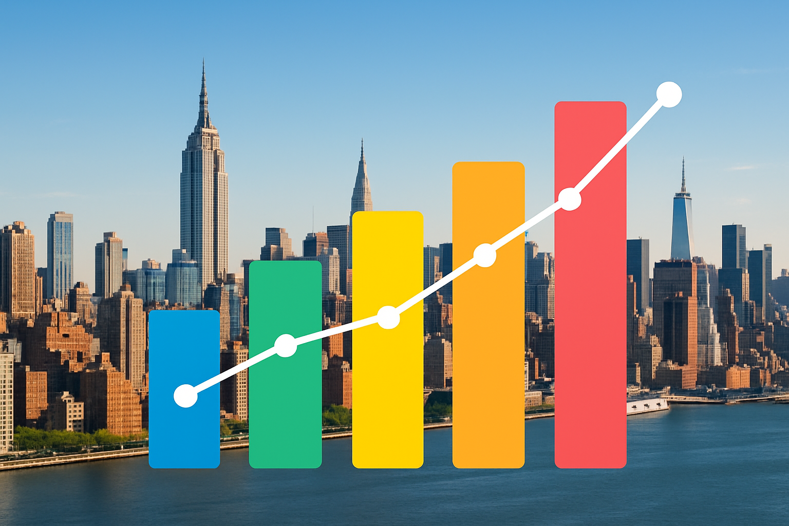Carte graphique représentant les différences des prix du m2 à New York selon les quartiers
