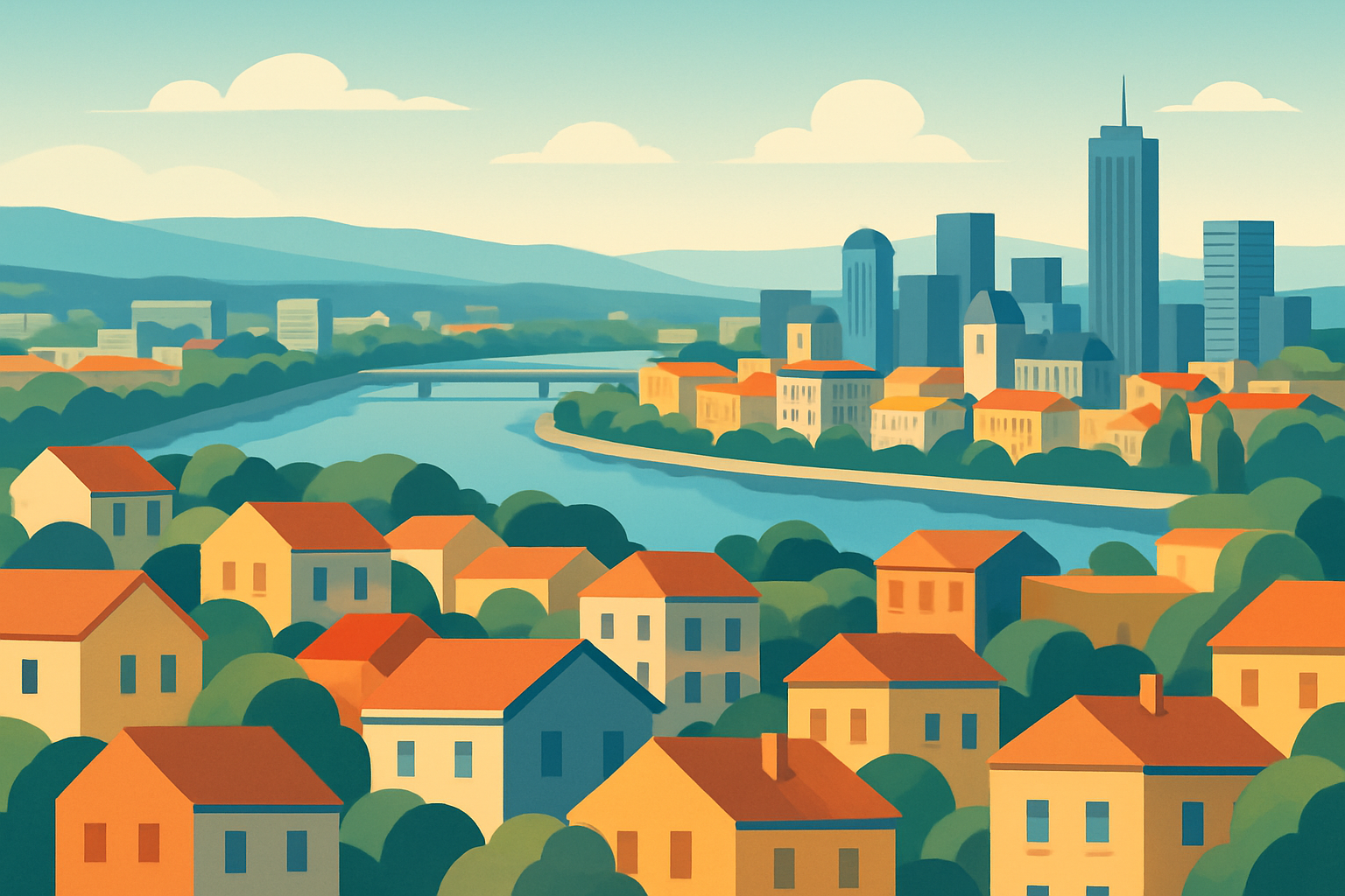 Panorama aérien de Valence illustrant la diversité des quartiers et leur position géographique au sein de la ville