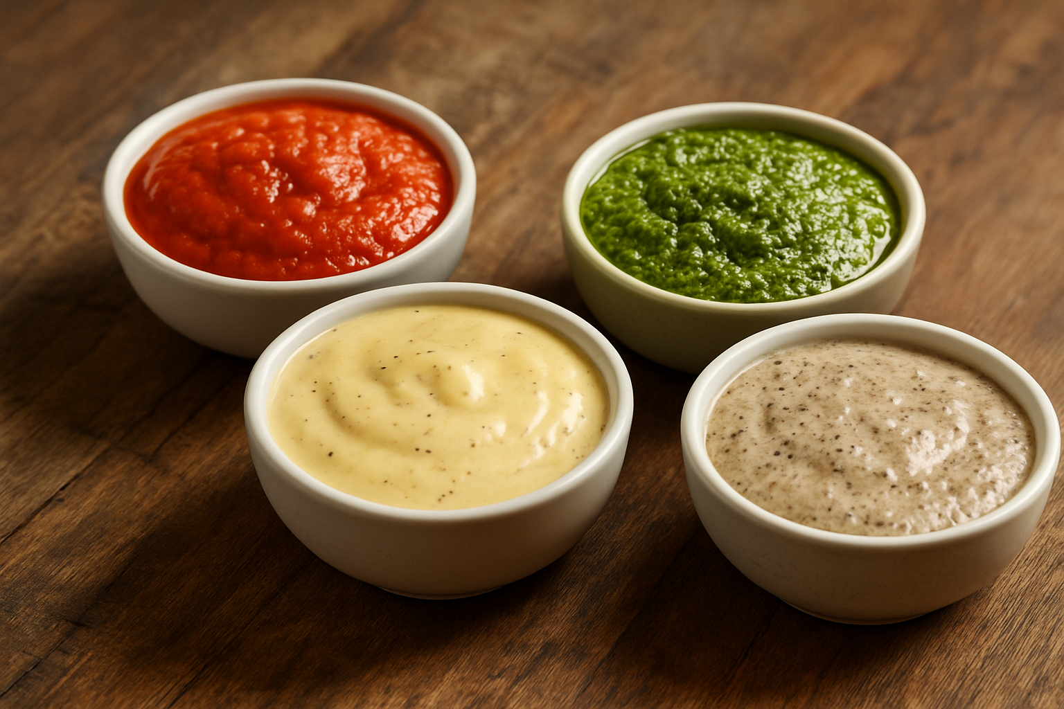 Sélection de sauces gastronomiques traditionnelles italiennes pour accompagner les pâtes maison.