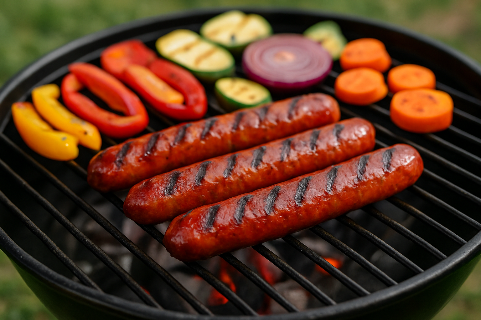 Merguez de porc grillées parfaites, dorées et juteuses prêtes à être dégustées
