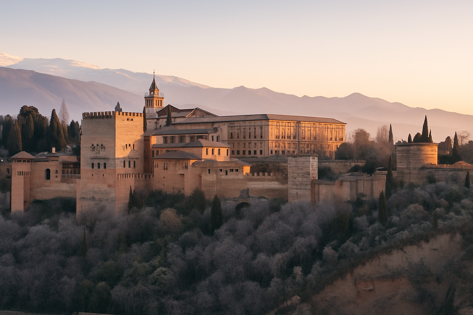 L’Alhambra de Grenade, un incontournable à visiter tôt le matin en décembre pour éviter la foule.